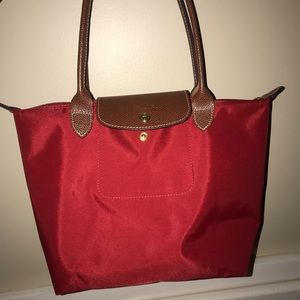 Longchamp small tote- deep red